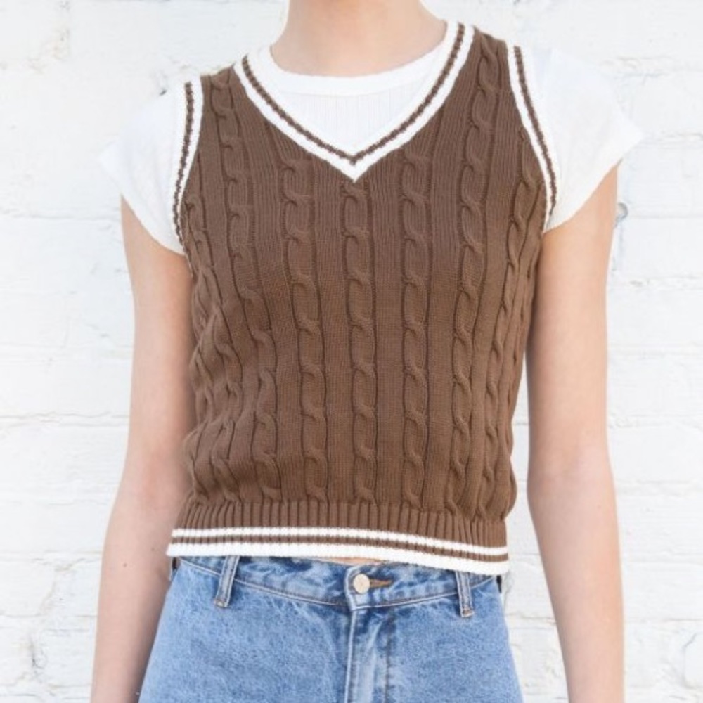Brown Brandy Melville stripped vest